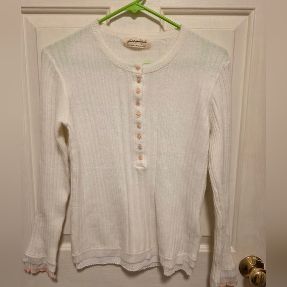 Free People White Ribbed Long Sleeve Top - Picture 4 of 11